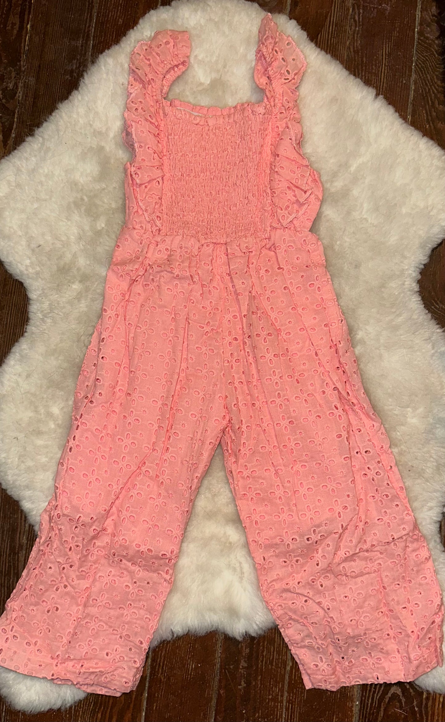 Coral Eyelet Jumpsuit