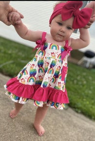Llama Rainbow Ruffle Swing Set