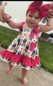 Llama Rainbow Ruffle Swing Set