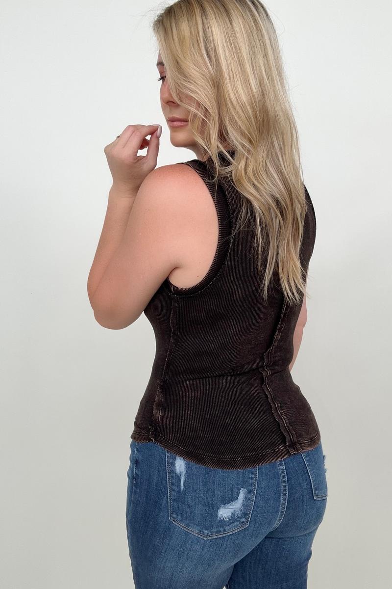 Zenana Ribbed Tank Top with Exposed Seam