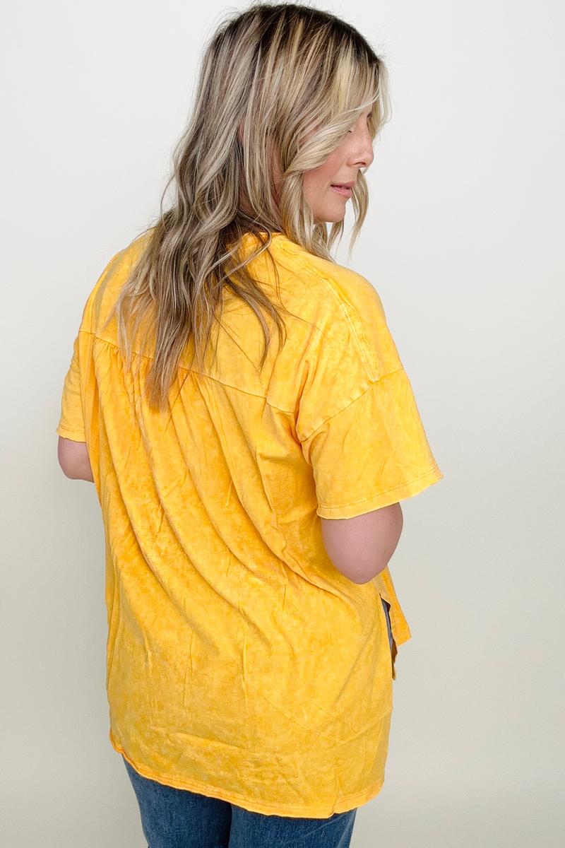 Zenana Washed Shirring Back Short Sleeve Top