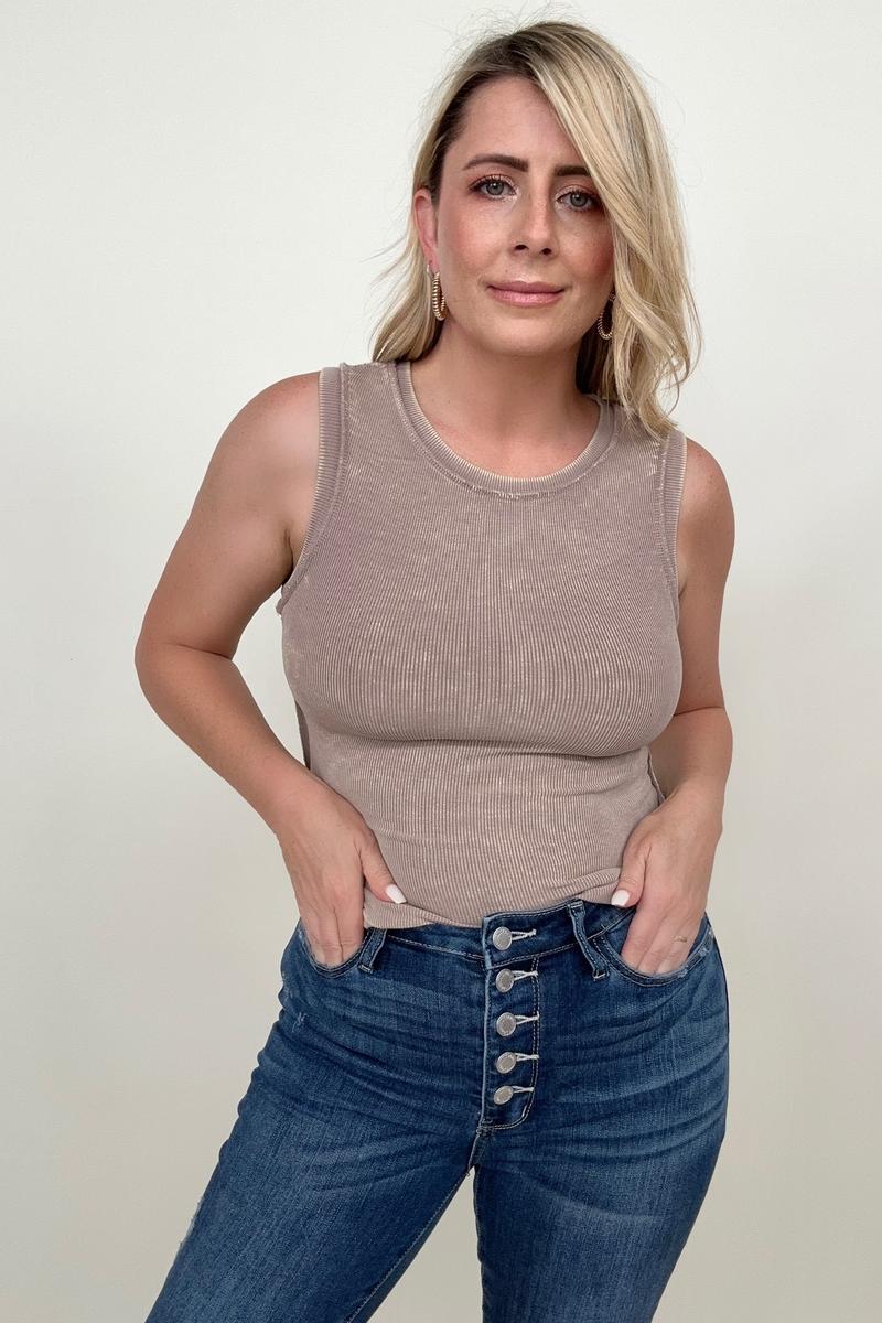 Zenana Ribbed Tank Top with Exposed Seam