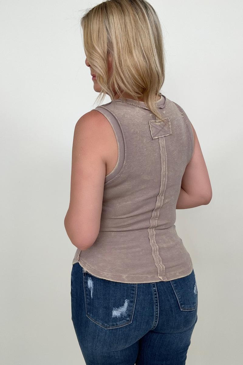 Zenana Ribbed Tank Top with Exposed Seam