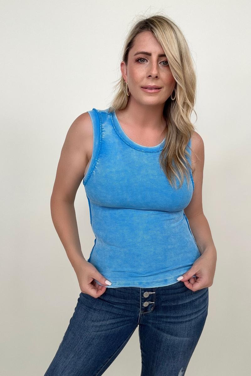 Zenana Ribbed Tank Top with Exposed Seam