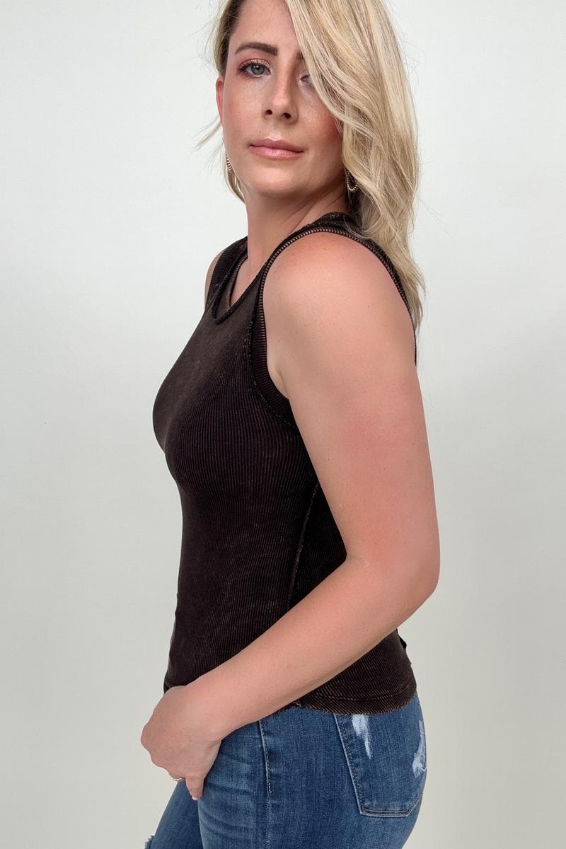 Zenana Ribbed Tank Top with Exposed Seam