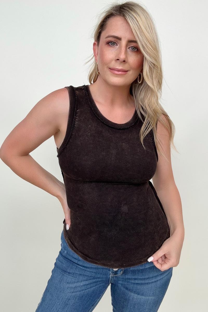 Zenana Ribbed Tank Top with Exposed Seam