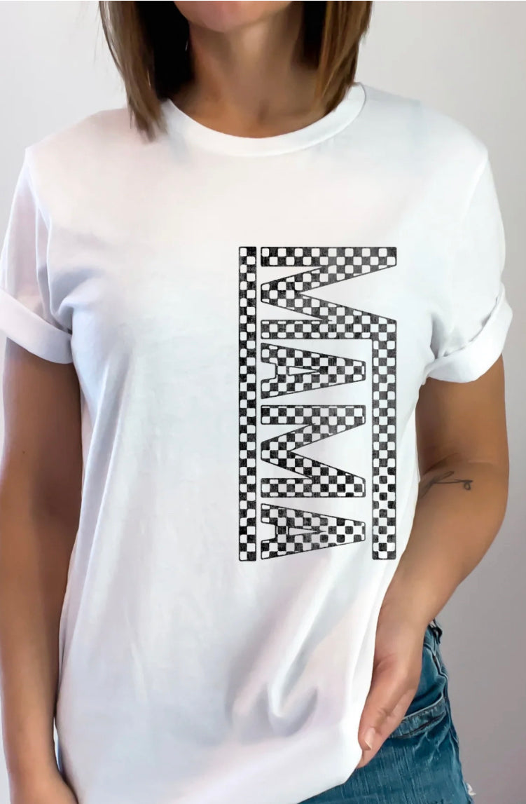 Checkered Mama Tee