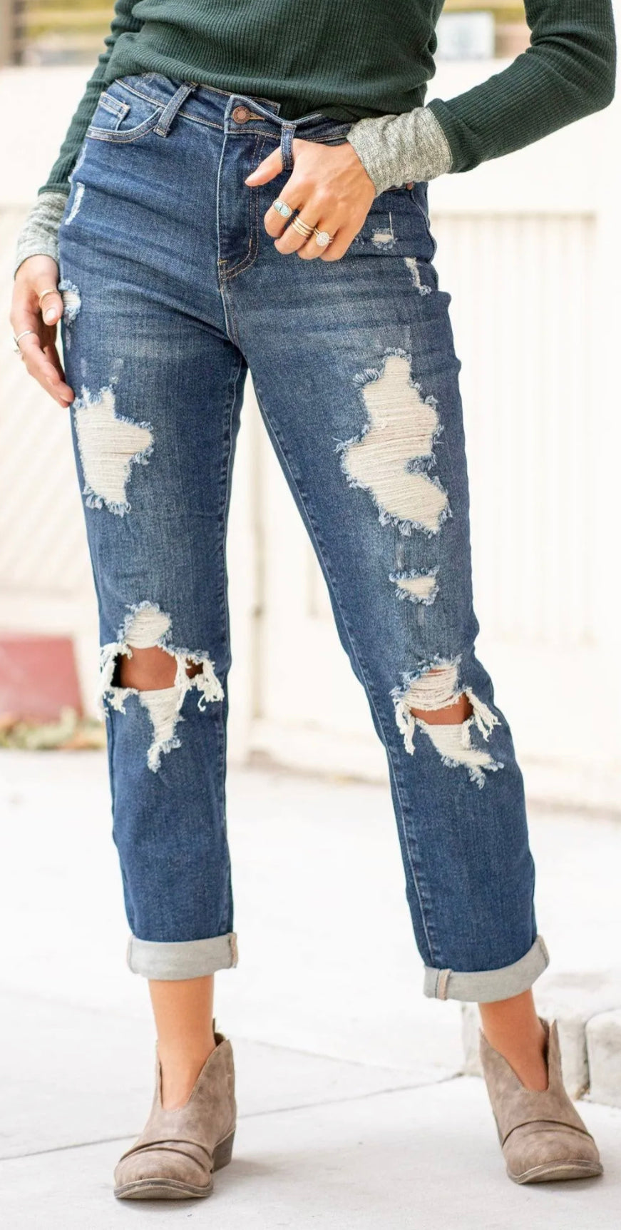 Judy Blue Boyfriend Cuffed Denim