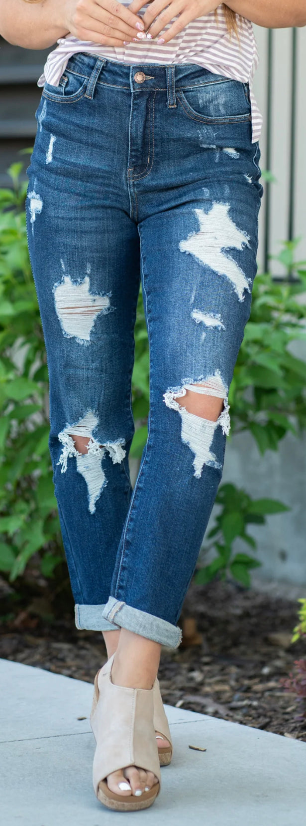 Judy Blue Boyfriend Cuffed Denim