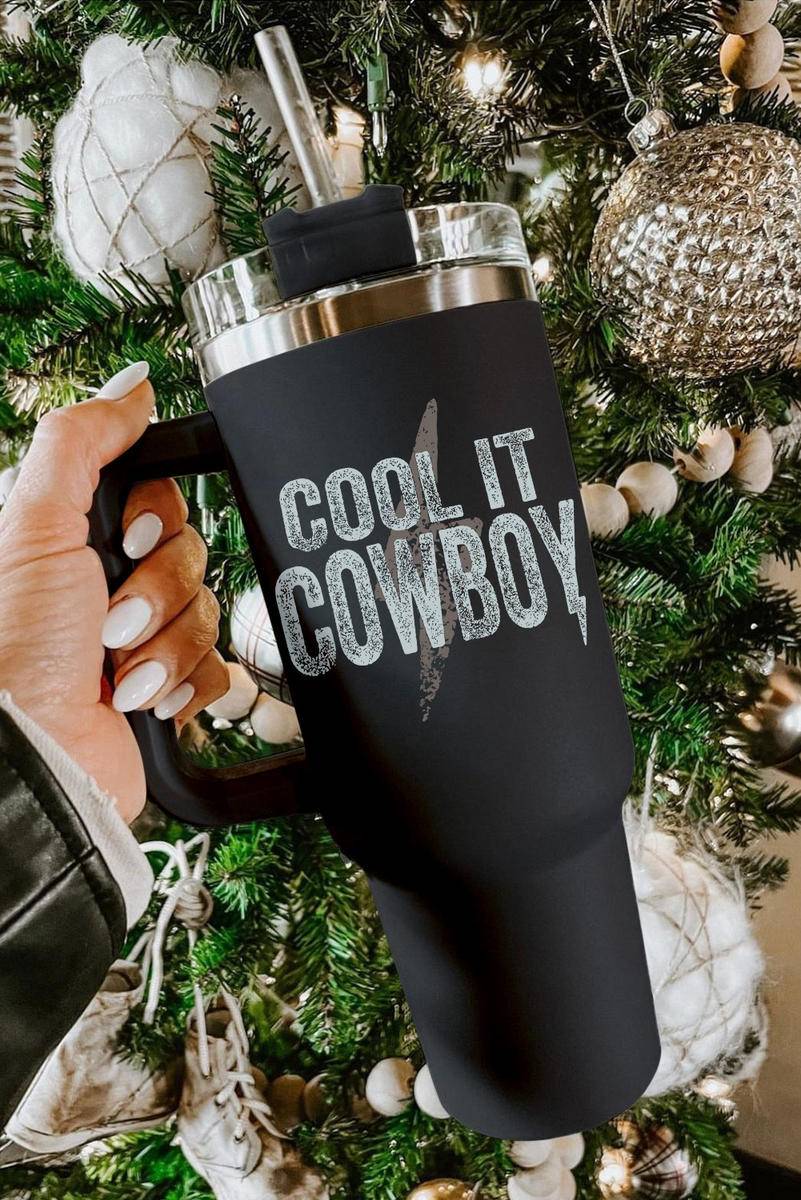 40Oz COOL IT COWBOY Lightning Print Stainless Steel Insulate Tumbler