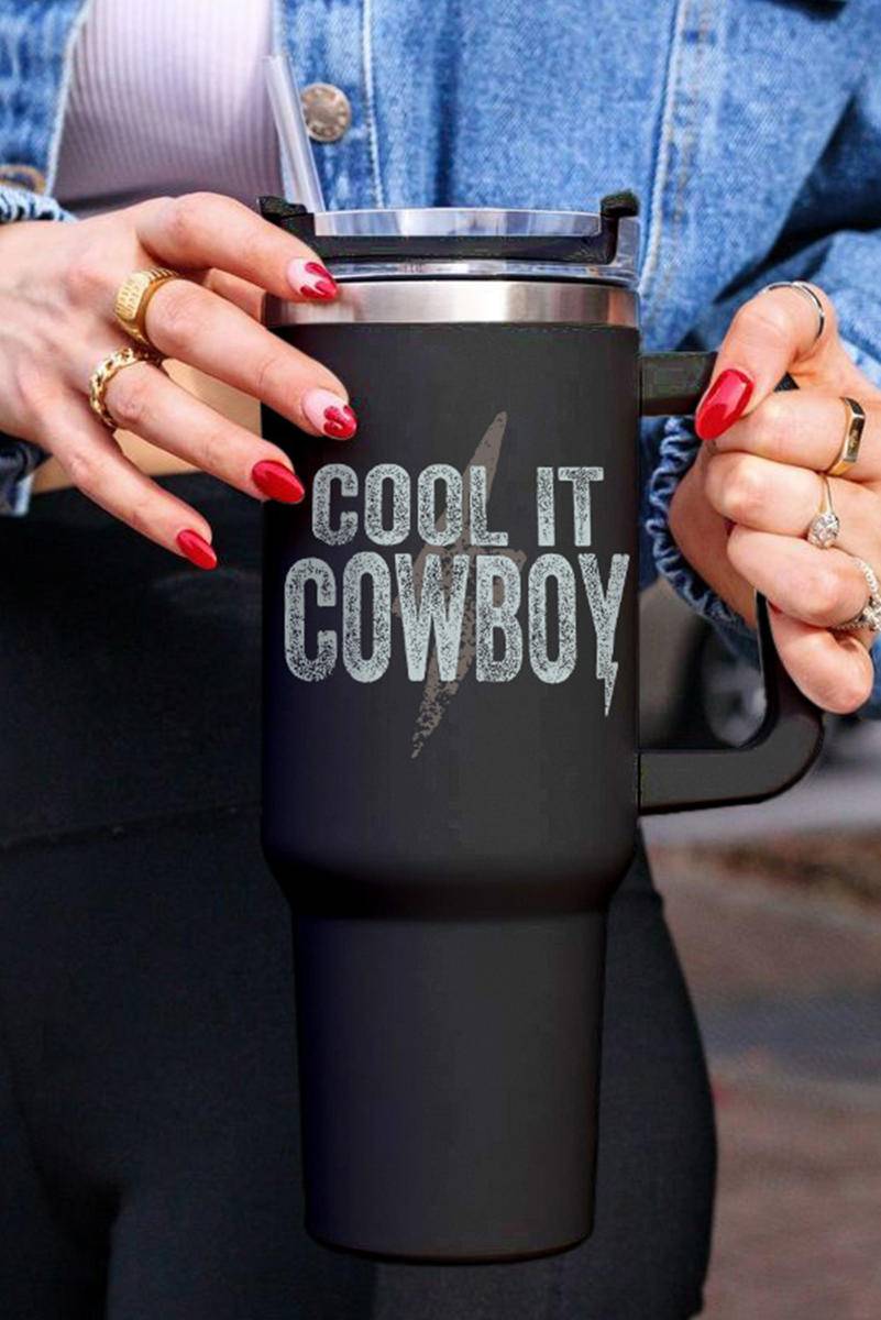 40Oz COOL IT COWBOY Lightning Print Stainless Steel Insulate Tumbler