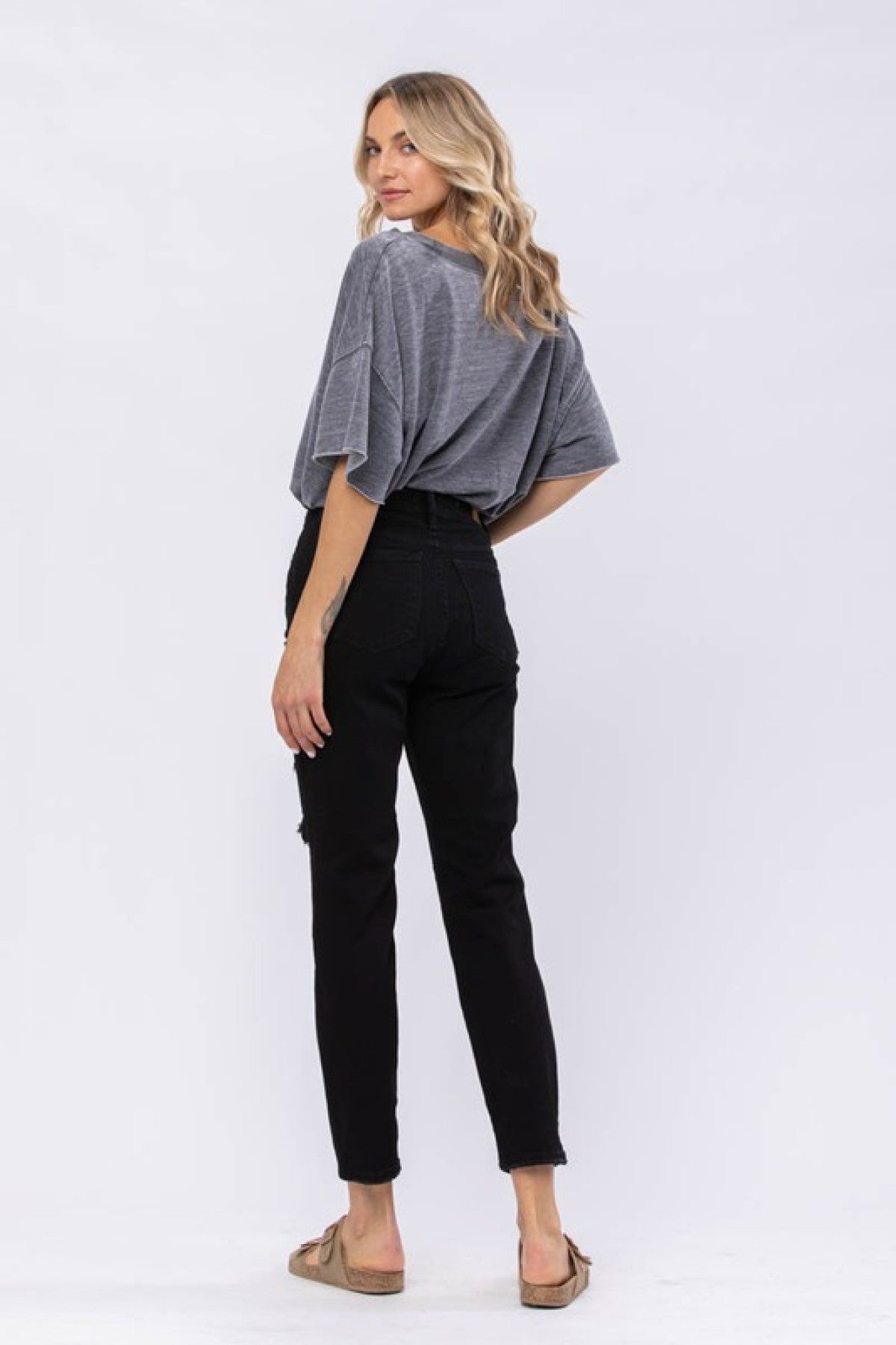 Judy Blue Black High Waist Destroyed Boyfriend Jeans