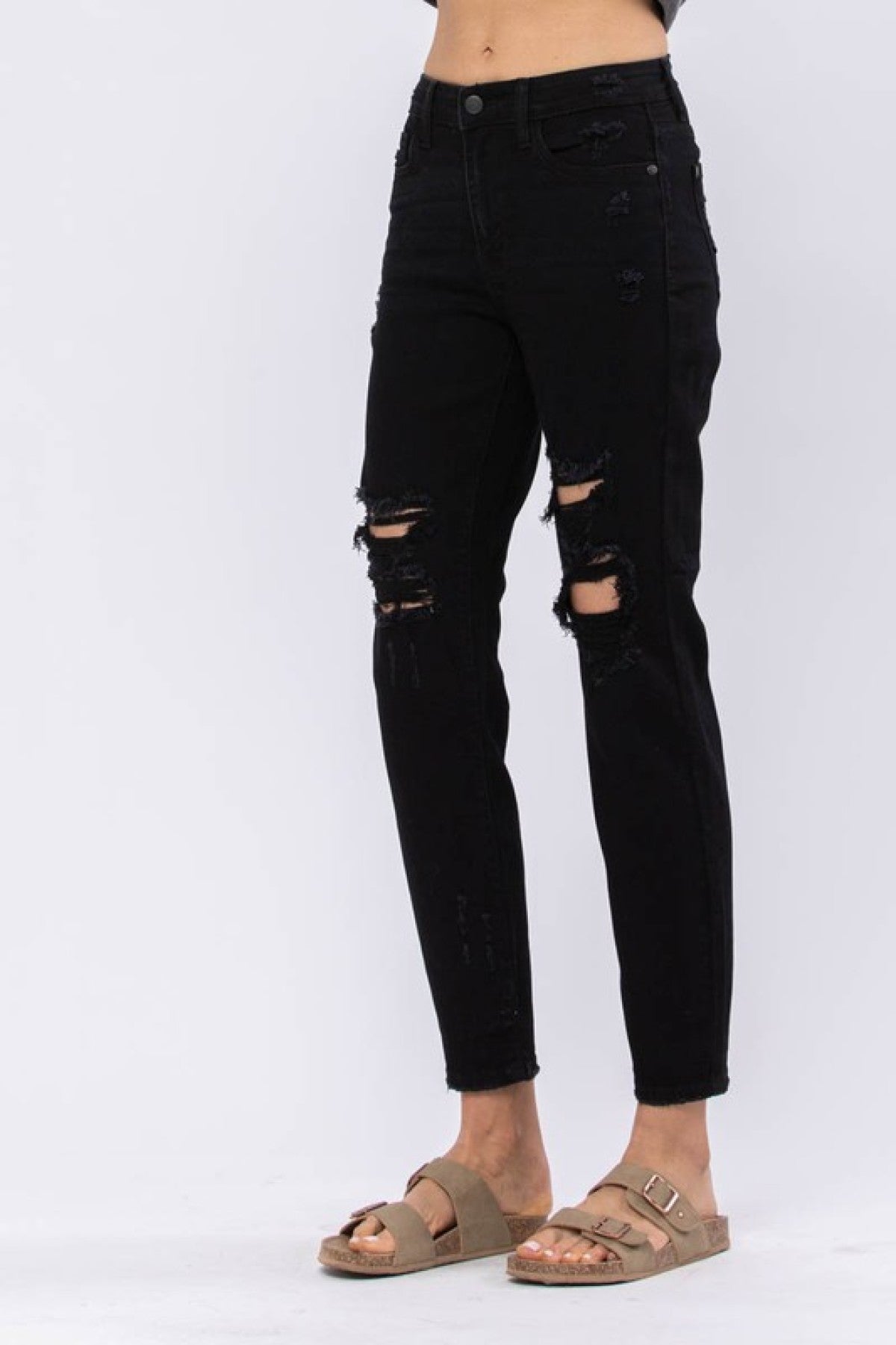 Judy Blue Black High Waist Destroyed Boyfriend Jeans