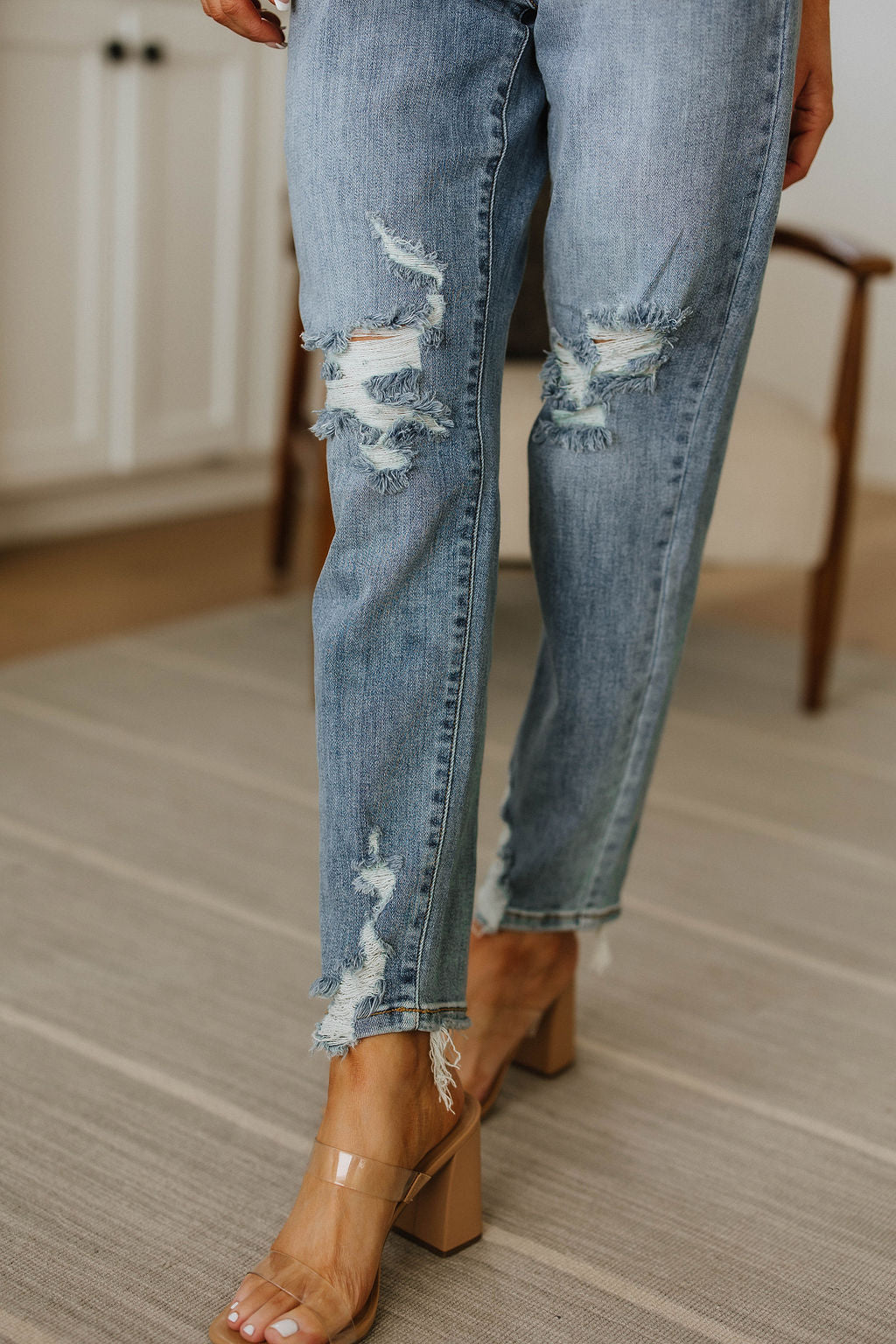 Josie High Rise Button Fly Boyfriend Jeans