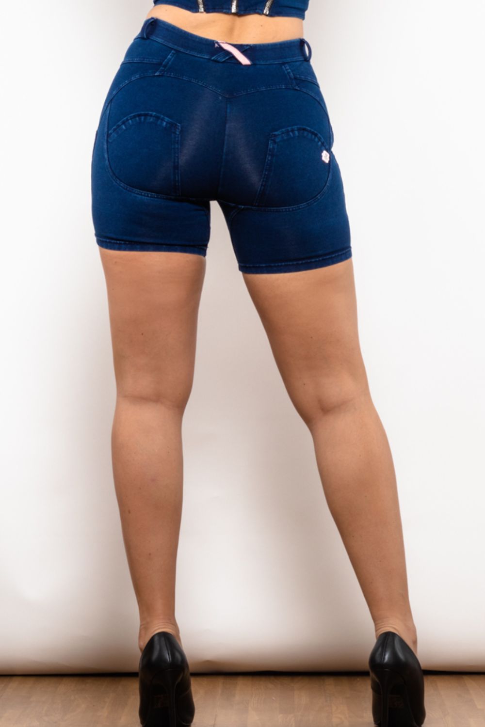 Full Size Side Stripe Buttoned Denim Shorts