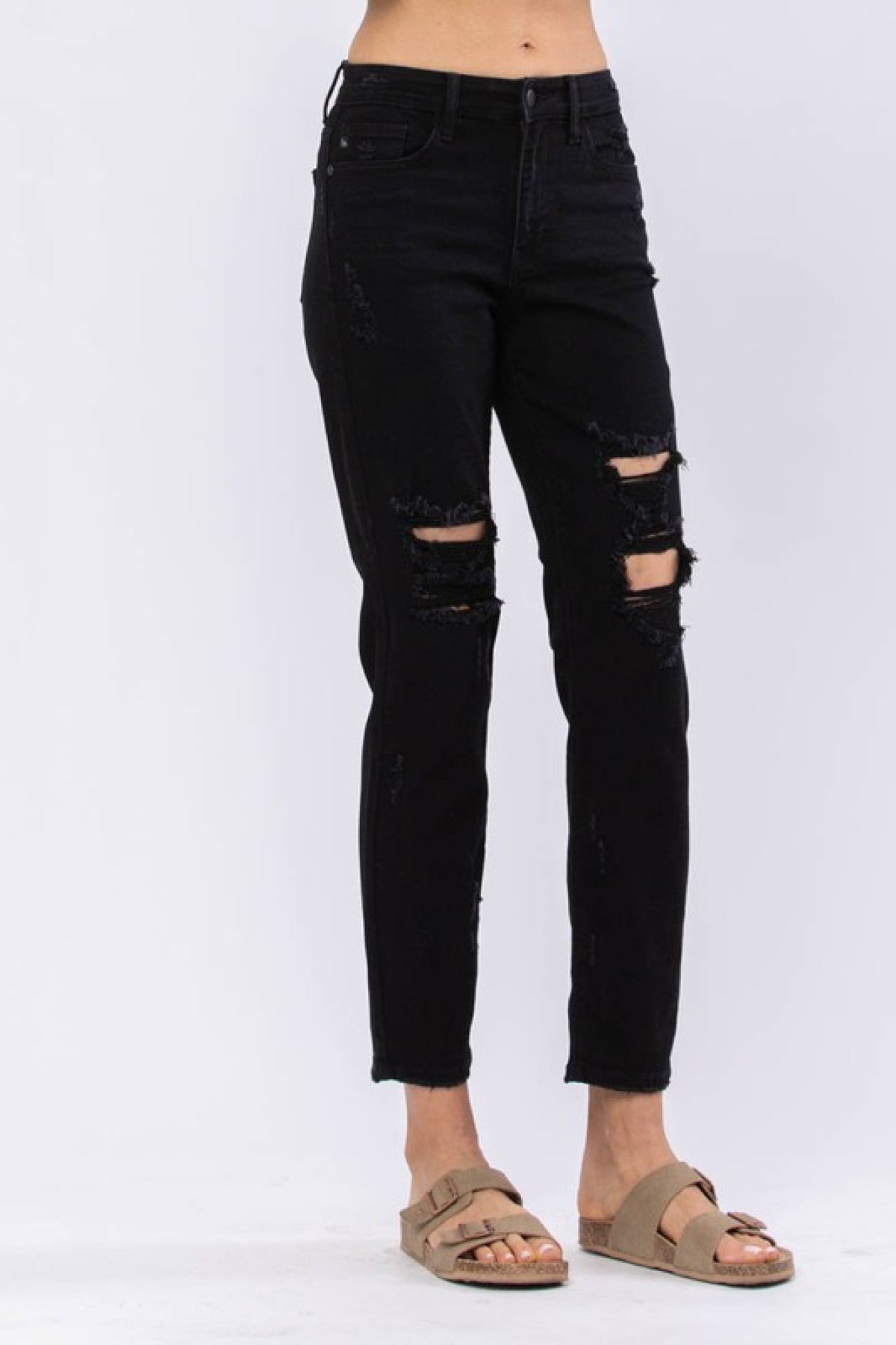 Judy Blue Black High Waist Destroyed Boyfriend Jeans