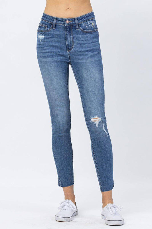 Judy Blue High Waist Dandelion Embroidery Skinny Jeans