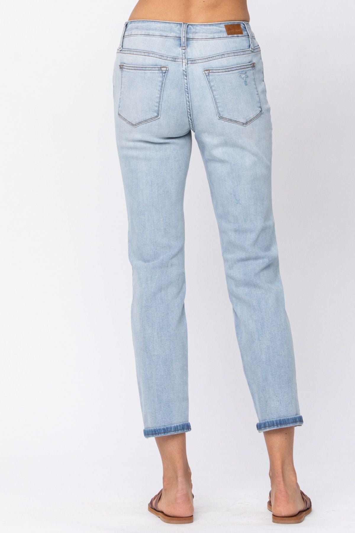 Judy Blue Full Size Destroyed Mid-Rise Boyfriend Jeans