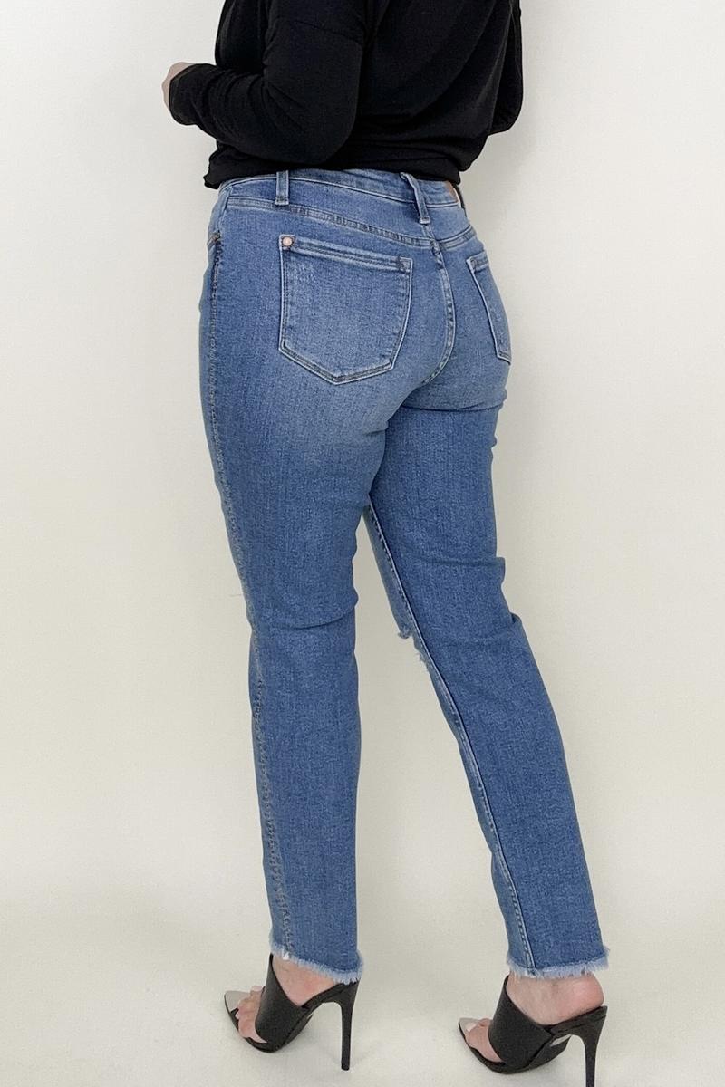 Judy Blue Embroidered Boyfriend Jeans with Side Seam Stitch