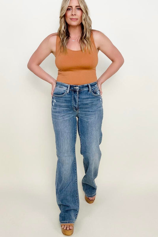 Judy Blue High Waist 90's Mild Destroy Straight Jeans